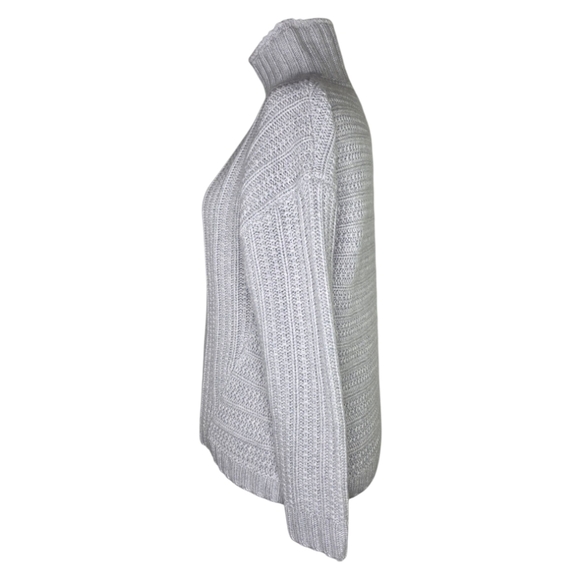 Garnet Hill 100% Cashmere Gray Chunky Knit Turtleneck Sweater Women’s M NWOT - Picture 5 of 7